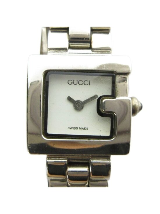 Gucci Watch Quartz Logo Square White Dial Silver